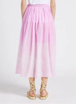 PALM - Lange, Katoenen Rok | Roze -Chic Verkoop 4244810