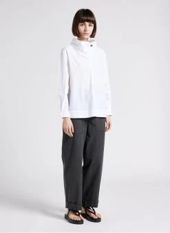 Soeur UMEA - Top Van Poplin Katoen Met Hoge Hals | Wit -Chic Verkoop 4244836