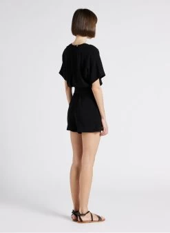 Ikks Playsuit Met Ceintuur En Open Detail Op De Rug | Zwart -Chic Verkoop 4244864