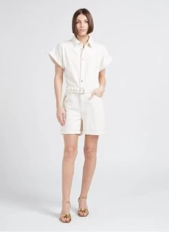 MAISON 123 STELLA - Wijde, Katoenen Playsuit | Beige -Chic Verkoop 4244930