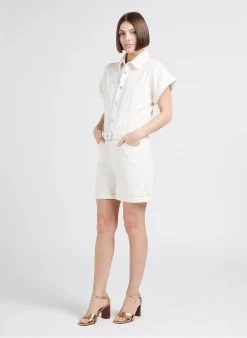 MAISON 123 STELLA - Wijde, Katoenen Playsuit | Beige -Chic Verkoop 4244934