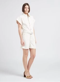 MAISON 123 STELLA - Wijde, Katoenen Playsuit | Beige -Chic Verkoop 4244935