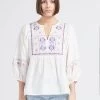 MAISON 123 THIARE - Katoenen Blouse Met Tuniekhals En Borduursel | Wit -Chic Verkoop 4245045