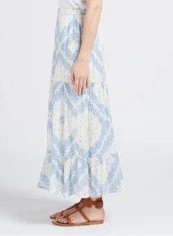 MAISON 123 AICHA J - Halflange, Uitlopende Rok Met Paisleyprint | Wit -Chic Verkoop 4245074