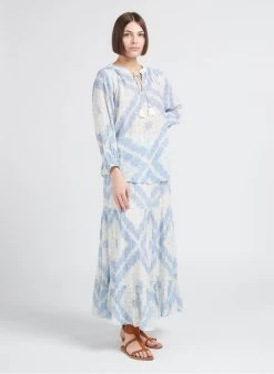 MAISON 123 AICHA J - Halflange, Uitlopende Rok Met Paisleyprint | Wit -Chic Verkoop 4245080