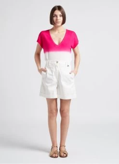 Please Short Met Hoge Taille Katoenblend | Beige -Chic Verkoop 4245404