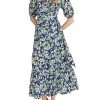 MORVEN - Lange Wikkeljurk Met Print | Blauw -Chic Verkoop 4246518