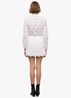 THE KOOPLES Korte, Katoenen Rok Met Engels Kant | Wit -Chic Verkoop 4246634