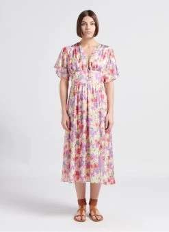 REVA - Getailleerde Jurk Met V-hals | Roze