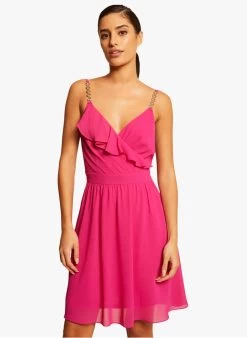 MORGAN RIVAL - Korte Jurk Met Overslagkraag | Roze