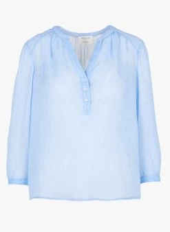 MAISON 123 THALIE - Katoenen Blouse Met Tuniekhals | Blauw -Chic Verkoop 4260928