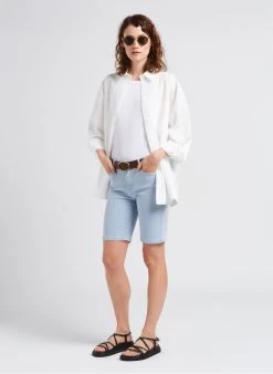 MAISON 123 CHIARA - Gestreepte Bermuda Van Katoenmix | Blauw -Chic Verkoop 4266519