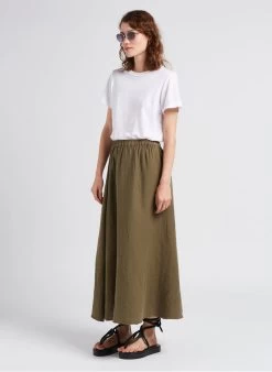 Bonton Halflange, Katoenen Rok | Kaki -Chic Verkoop 4266617