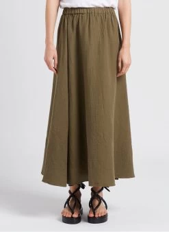 Bonton Halflange, Katoenen Rok | Kaki