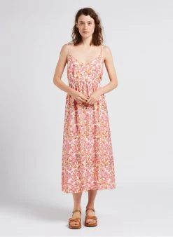 MOSS COPENHAGEN ADANAYA - Lange Jurk Met Ronde Hals En Bloemenprint | Roze