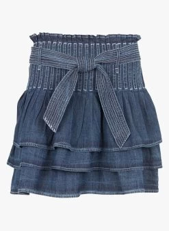 BERENICE JIRANA - Korte, Doorgestikte Rok | Jeans Onbewerkt