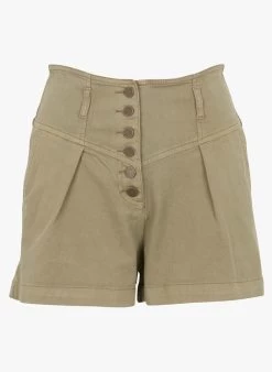 BERENICE RIO - Katoenen Short Met Hoge Taille | Kaki