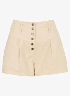 BERENICE RIO - Katoenen Short Met Hoge Taille | Beige