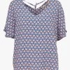 Wijde Top Met V-hals En Print | Blauw -Chic Verkoop 4279120