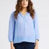 MAISON 123 THALIE - Katoenen Blouse Met Tuniekhals | Blauw -Chic Verkoop 4281402